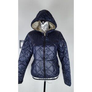 Abercrombie & Fitch Primaloft Lightweight Hooded Puffer Jacket Navy Blue Medium